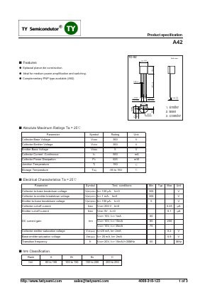 A42 Datasheet PDF TY Semiconductor