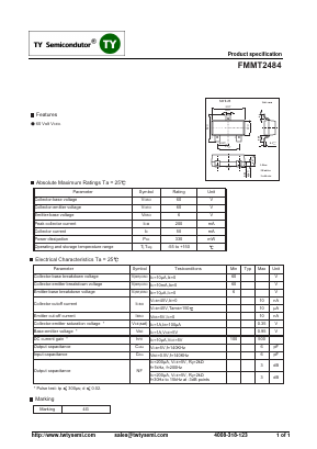 FMMT2484 Datasheet PDF TY Semiconductor