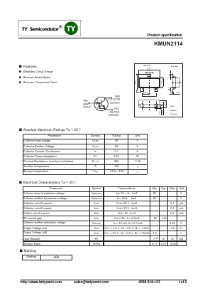 KMUN2114 Datasheet PDF TY Semiconductor