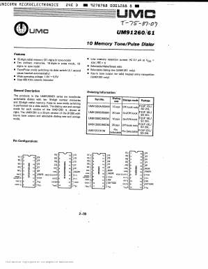UM91260AM Datasheet PDF UMC Corporation