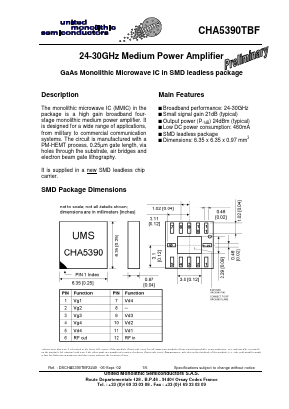 CHA5390TBF Datasheet PDF United Monolithic Semiconductors
