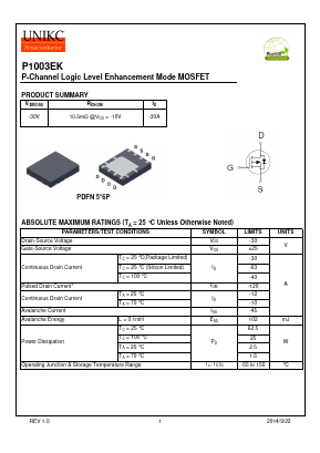 P1003EK Datasheet PDF Wuxi U-NIKC Semiconductor CO.,LTD