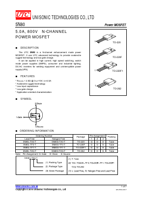 5N80 Datasheet PDF Unisonic Technologies