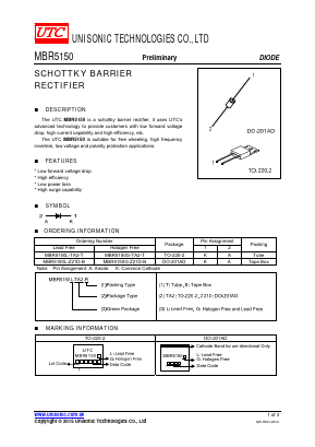 MBR5150G-TA2-T Datasheet PDF Unisonic Technologies