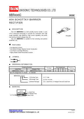 MBR4045C Datasheet PDF Unisonic Technologies