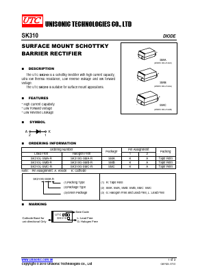 SK310L-SMB-R Datasheet PDF Unisonic Technologies
