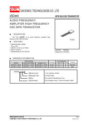 2SC945G-X-T92-B Datasheet PDF Unisonic Technologies