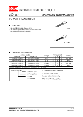 2SD1875G-X-T92-T Datasheet PDF Unisonic Technologies