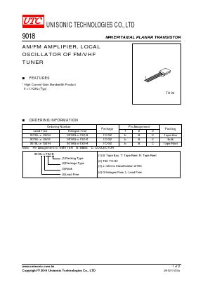 9018G-F-T92-T Datasheet PDF Unisonic Technologies