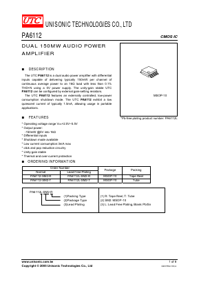 PA6112-SM2-R Datasheet PDF Unisonic Technologies
