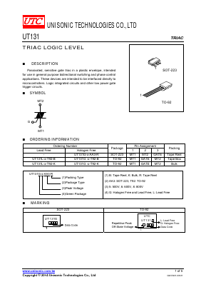 UT131G-8-T92-R Datasheet PDF Unisonic Technologies