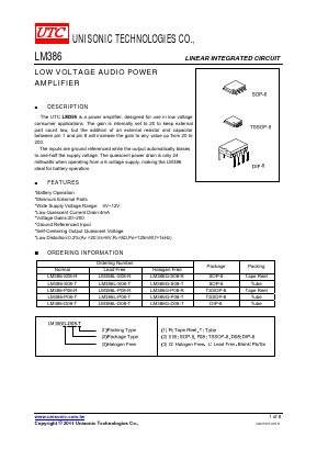 LM386 Datasheet PDF Unisonic Technologies