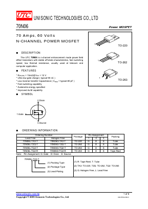 70N06L Datasheet PDF Unisonic Technologies