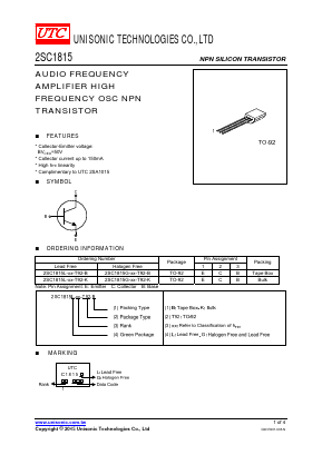 2SC1815G-GR-T92-B Datasheet PDF Unisonic Technologies
