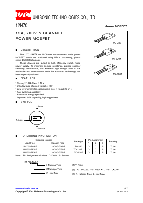 12N70G-TA3-T Datasheet PDF Unisonic Technologies