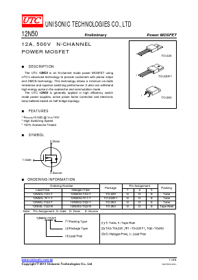 12N50 Datasheet PDF Unisonic Technologies