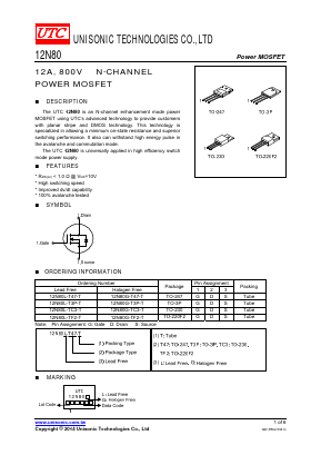 12N80 Datasheet PDF Unisonic Technologies