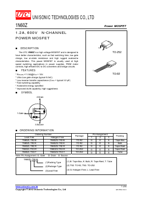 1N60ZG-TN3-K Datasheet PDF Unisonic Technologies