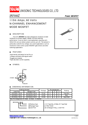 2N7000ZL-T92-B Datasheet PDF Unisonic Technologies