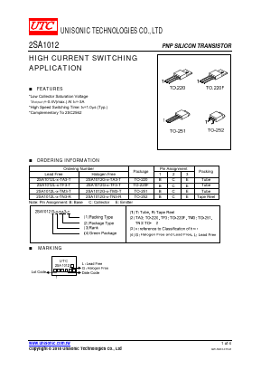 2SA1012G-X-TA3-T Datasheet PDF Unisonic Technologies