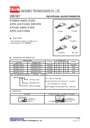 A1837 Datasheet PDF Unisonic Technologies