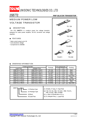 2SB772L-X-T6C-K Datasheet PDF Unisonic Technologies