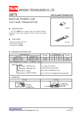 2SB776L-E-TN3-R Datasheet PDF Unisonic Technologies