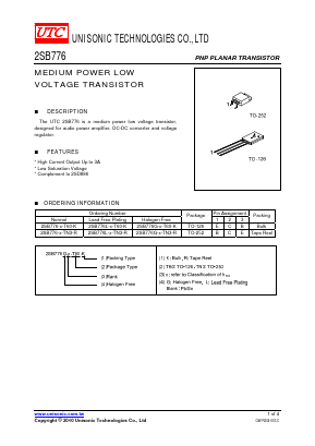 2SB776-E-T60-R Datasheet PDF Unisonic Technologies