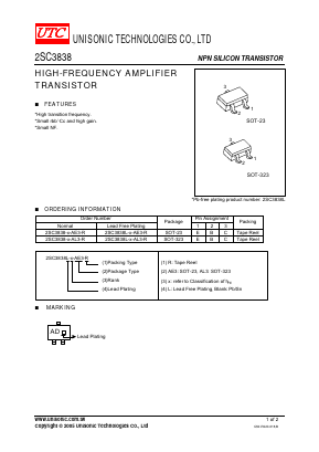 2SC3838L-X-AL3-R Datasheet PDF Unisonic Technologies