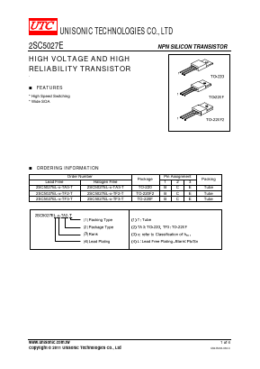 2SC5027E-N-TF3-T Datasheet PDF Unisonic Technologies