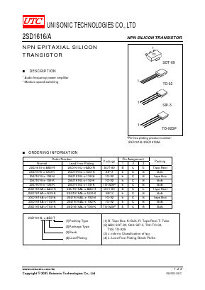 2SD1616-X-T9S-K Datasheet PDF Unisonic Technologies
