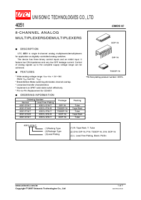 4051L-P16-T Datasheet PDF Unisonic Technologies