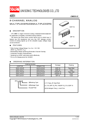 4051G-P16-R Datasheet PDF Unisonic Technologies