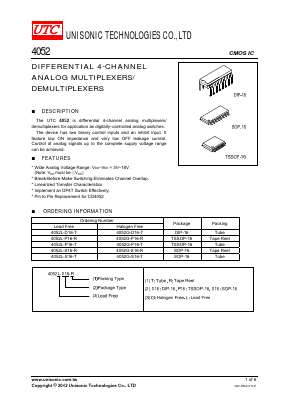 4052L-S16-T Datasheet PDF Unisonic Technologies
