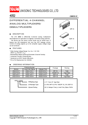 4052-S16-R Datasheet PDF Unisonic Technologies