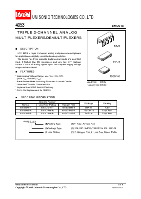 4053L-D16-T Datasheet PDF Unisonic Technologies