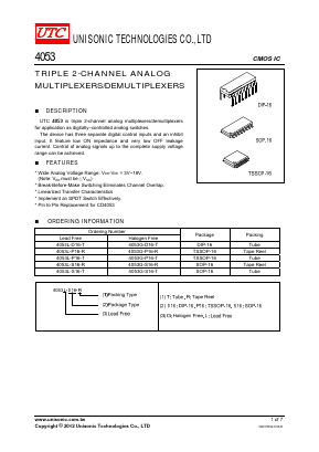 4053L-P16-R Datasheet PDF Unisonic Technologies