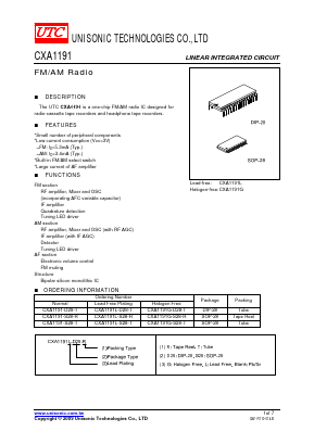 CXA1191G Datasheet PDF Unisonic Technologies