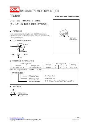 DTA123YL-AE3-R Datasheet PDF Unisonic Technologies