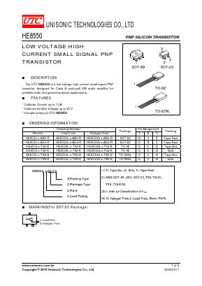 HE8550-X-T92-B Datasheet PDF Unisonic Technologies