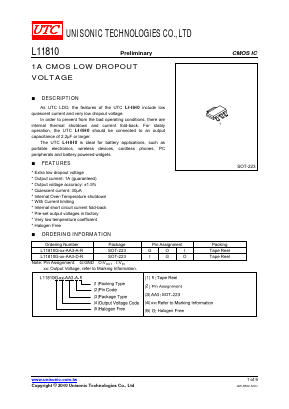 L11810G-XX-AA3-D-R Datasheet PDF Unisonic Technologies
