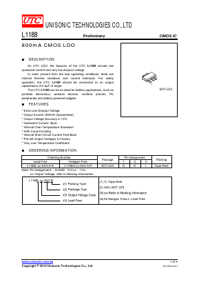 L1188G-XX-AA3-A-R Datasheet PDF Unisonic Technologies