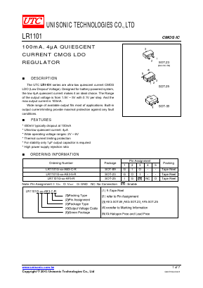 LR1101G-XX-AF5-R Datasheet PDF Unisonic Technologies