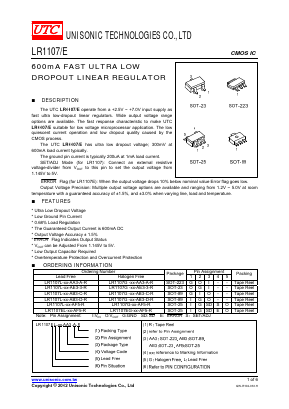 LR1107L-XX-AE3-3-R Datasheet PDF Unisonic Technologies