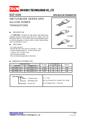 MJE13009L-T3P-T Datasheet PDF Unisonic Technologies