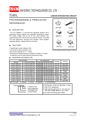 TL431LK-S08-0-B Datasheet PDF Unisonic Technologies