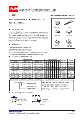 TL431LK-T92-K Datasheet PDF Unisonic Technologies