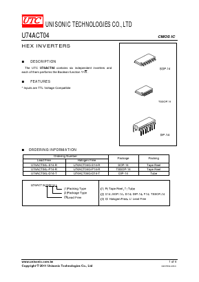 U74ACT04L-P14-R Datasheet PDF Unisonic Technologies