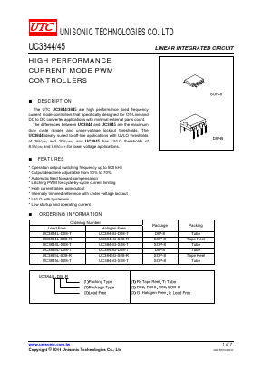 UC3845 Datasheet PDF Unisonic Technologies