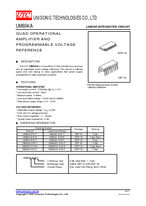 UM604A-S16-T Datasheet PDF Unisonic Technologies